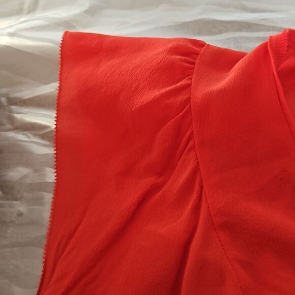 Joe Fresh Ladies Silk Blouse Elastic Waist With Peplum Hem Small Red - Picture 12 of 16